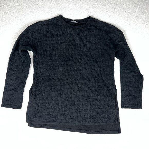 Zara Trafaluc Black Quilted Asymmetric Hem Sweatshirt Size Small - Picture 3 of 8